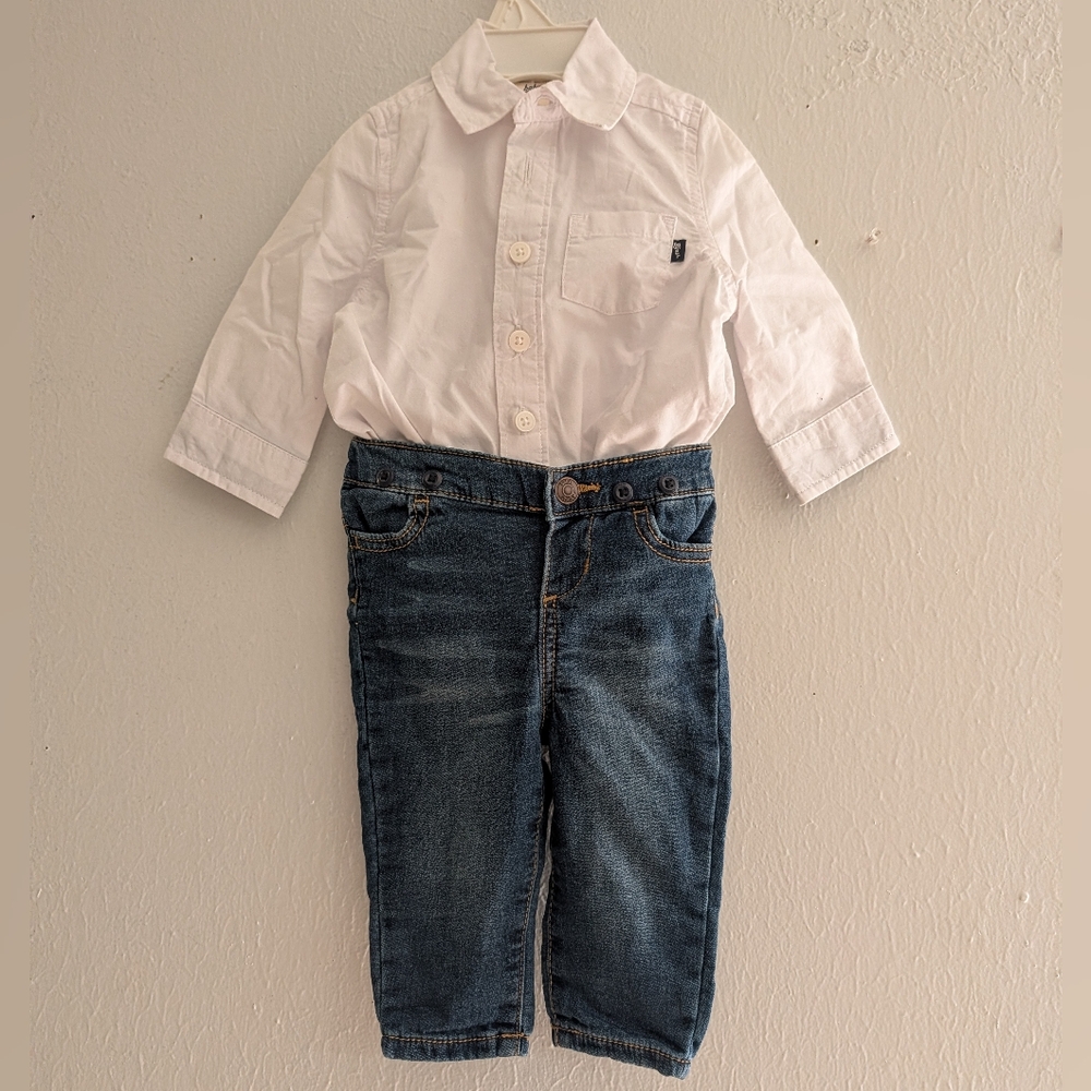 Baby Bgosh White Shirt and Denim Jeans Set